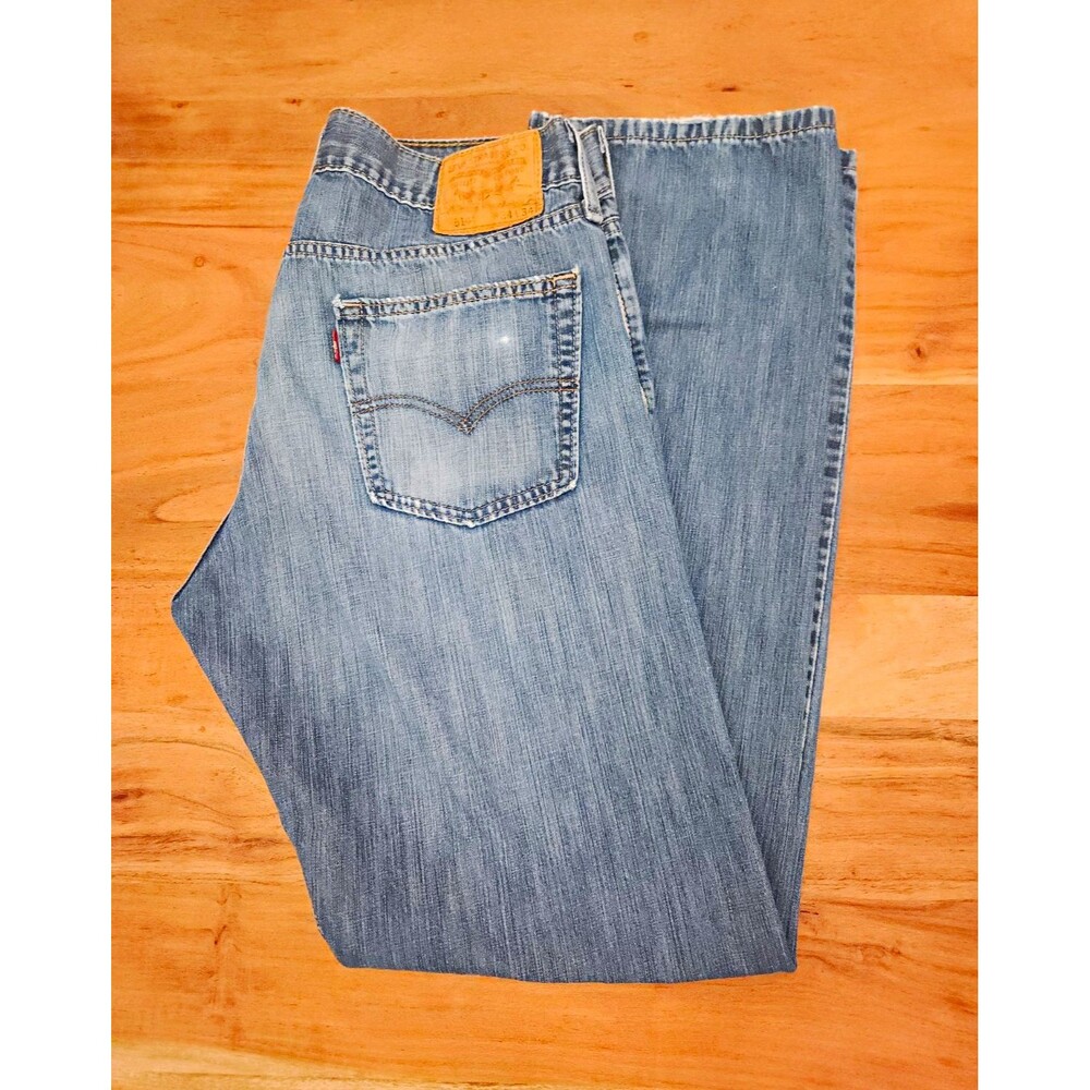 Levis 514 Y2k Straight Fit Mens 34x34 Light Wash Faded Distressed Broken In Jean